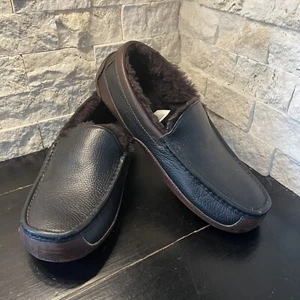 Ugg Men's Ascot Brown Slippers Fully Lined Brown Faux Fur Size 9 US - Picture 1 of 15