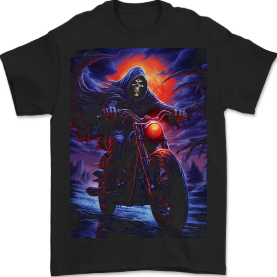 Totenkopf Biker Motorrad Sensenmann 16 Herren 100% Baumwolle - Bild 1 von 1