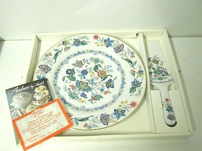 Plato de pastel Andrea by Sadek India Garden 10,75" con servidor porcelana fina China Foto 1 de 4