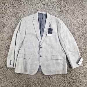 Lauren Ralph Lauren Blazer Mens 50 Linen Grey Check Houndstooth Jacket Ultraflex - Picture 1 of 13