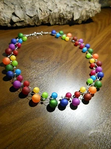 Neu unikat Regenbogen Polariskette bunt Halskette Collier Polaris perlen kette - Bild 1 von 5