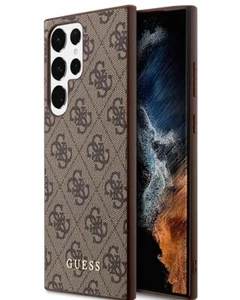 Guess Custodia Rigida Braun Copertura 4G Metallo Logo Oro per Samsung Galaxy S23 - Foto 1 di 1