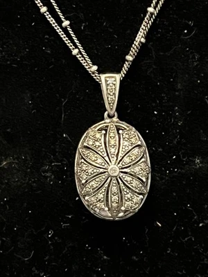 Vintage 24 Diamond  Double Sided Pendant Necklace w Smokey Topaz & 17" Chain - Image 1 of 4