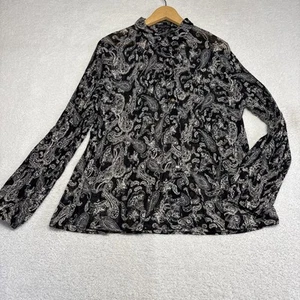 Caroline Morgan Ladie's Button up Long Sleeve Paisley Print Black Blouse Size 14 - Picture 1 of 12