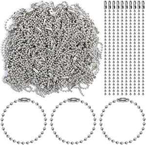 200 Pezzi 100 Mm Lungo Perline Connettore Chiusura Sfera Catene Portachiavi Tag Portachiavi Sfera - Foto 1 di 2