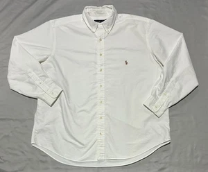 Ralph Lauren Shirt Mens Extra Large Big Solid White Oxford Officecore Adult 1XB - Picture 1 of 10