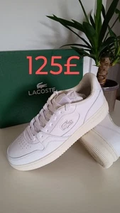 Lacoste L001 Trainers White Size 9 Leather - Picture 1 of 6
