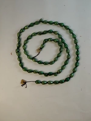 48" Vintage Mercury Glass Beads, Green Mercury Glass Bead Garland - 3/4" Green - Image 1 of 4