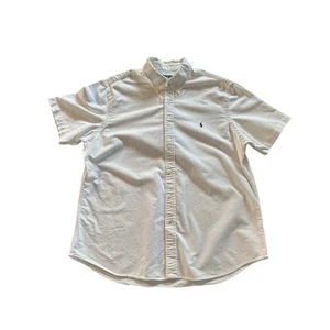 Ralph Lauren Mens Classic Fit Short Sleeve Button Down Shirt XL White Polo Logo - Picture 1 of 8