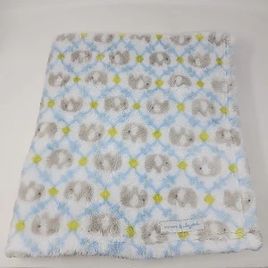 Blankets & Beyond Gray Blue Green Elephant Trellis Baby Blanket - Picture 1 of 7