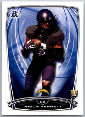 2014 Bowman 4 Jason Verrett Rookies   RC San Diego Chargers Football Card - Image 1 of 2
