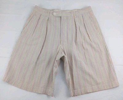 Pantalones Cortos de Golf Peter Millar Seersucker Talla 32W Hombres De Colección Arco Iris Rayas Plisados Foto 1 de 4
