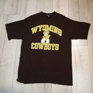 Vintage logo 7 University Wyoming Cowboys Brown Shirt Men's XL Made In USA - Picture 1 of 10