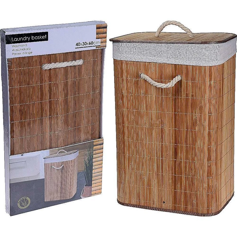 Wäschetonne Bambus braun 40x30x60cm Wäschekorb Wäschesammler Laundry - Bild 1 von 1