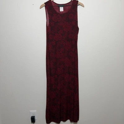 Maxi Vestido De Colección Años 90 Para Mujer Capricho Rojo Mediano Floral Cachemira Bruja Hada Grung Foto 1 de 4