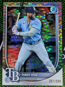 Yandy Diaz 2025 Bowman Chrome Card #43 Pulsar Refractor 351/399 Tampa Bay Rays - Picture 1 of 2