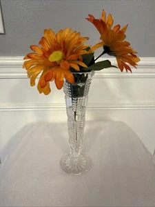 Vintage Echt Bleikristall Kristall Vase mit Fuß Knospe 8" Germany eingestellt - Bild 1 von 18