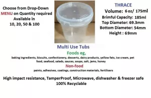 Tamper Proof Containers & Lids 6oz / 175ml Snap Secure Plastic Pots, Push-on Lid - Picture 1 of 5