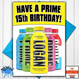 PRIME DRINK Personalised birthday card any Name Age *NAME ON BOTTLE* - Picture 1 of 2