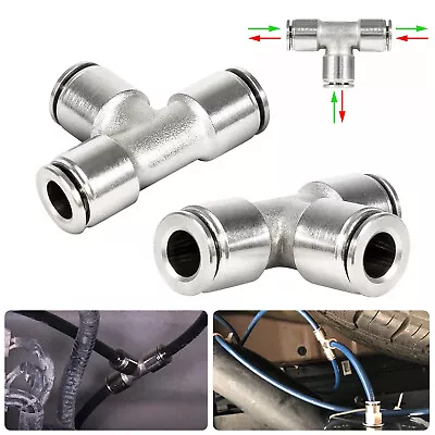 AUT 21838 Air Line T-Fittings Union Tee for 1/4" Coupler Push-To-Connect Pack of 2