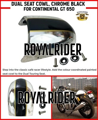 "CAPUCHA DOBLE ASIENTO, CROMO NEGRO" APTO PARA ROYAL ENFIELD CONTINENTAL GT 650 Foto 1 de 4