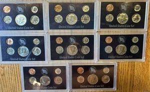 1969-1989 UNITED STATES MINT SETS LOT OF 8 SETS Some 40% Silver. - Picture 1 of 9