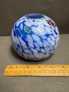 BLAU & WEISS MELIERT GEFASST KUNSTGLAS PENDELLEUCHTE LAMPENSCHIRM - Bild 1 von 6