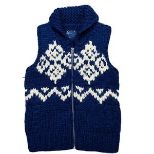 American Eagle Damen S dunkelblau weiß Strick Reißverschluss Weste Wolle Fair Isle Grobstrick - Bild 1 von 6