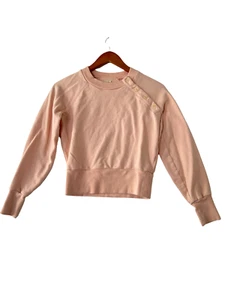 MILES BY MADEWELL Womens Sweatshirt Asymmetrical Button Pullover Peach Size XXS - Picture 1 of 6
