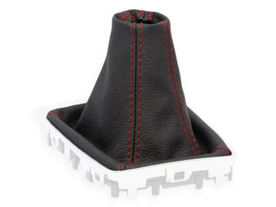 POUR CITROEN DS5 2011-2018 SOUFFLET LEVIER DE VITESSE CUIR NOIR COUTURES ROUGE - Photo 1/4