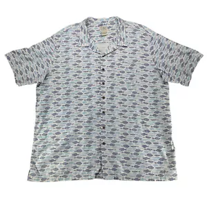 LL Bean Fish Shirt 3XLarge Tall White Blue 100% Cotton Traditional Fit 300230  - Picture 1 of 9