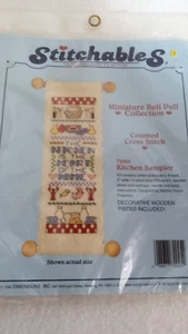 Cross Stitch Kit, Sentimentals"Kitchen Sampler"Miniature Bell Pull+Wooden Pieces - Picture 1 of 6