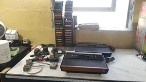 Atari 2600 Lot 2 Consoles (1 PROMO UNIT!!) (42 Games All Working) READ - Picture 1 of 22