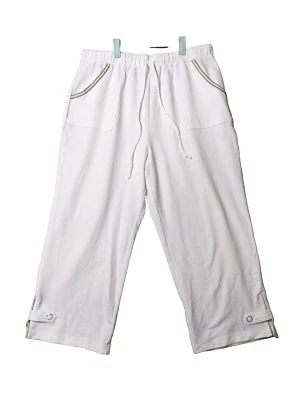 Pantalones deportivos SPORT SAVVY Athleisure para mujer GRANDES (12-14) blancos con cordón abertura lateral  Foto 1 de 4