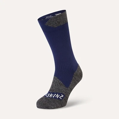 Calcetines de longitud media impermeables SealSkinz Raynham para todo clima - azul/gris margata Foto 1 de 3