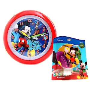 Disney Mickey Mouse & Goofy Analog 10" Wall Clock Kids Room Décor + Night Light - Picture 1 of 8