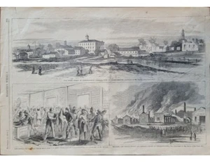 Chambersburg, PA Rebel Foray Harper's Weekly 1862 Civil War Wood Block Engraving - Picture 1 of 3