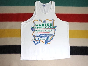VTG 90s California Yacht Club Cruise Beach White Tank Top Tee T-Shirt Mens L - Picture 1 of 4