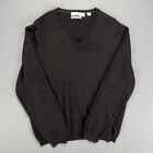 Calvin Klein Sweater Mens L V-Neck Black Extra Fine Merino Wool Long Sleeve 
