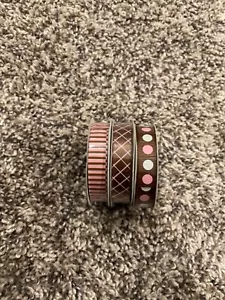 3 American Crafts Premium Ribbon Roll - Brown/Pink - 3/8” x 4 ft each NEW - Picture 1 of 2