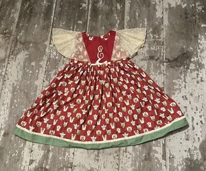 Ricrac and Ruffles Angel Christmas Dress “E” Initial Girls 5 - Picture 1 of 10