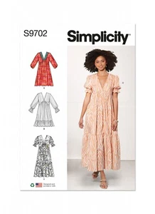 Simplicity Pattern S9702 Misses Empire Dress in 3 Styles Sizes 8-16 & 18-26 - Picture 1 of 7