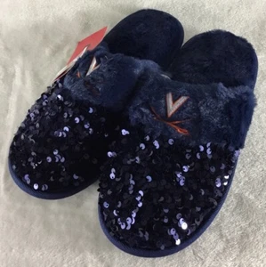 FOCO Virginia Cavaliers NCAA Women’s M (7-8) Navy Team Logo Sequin Slippers - Picture 1 of 5