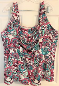 LANDS END DDD-Cup Chlorine Resistant Square Neck Underwire Tankini Swim Top 24W - Picture 1 of 4