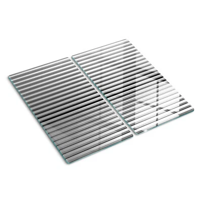 Tagliere Coprifornelli in Vetro 2x30x52cm Strisce d'acciaio argento - Immagine 1 di 4