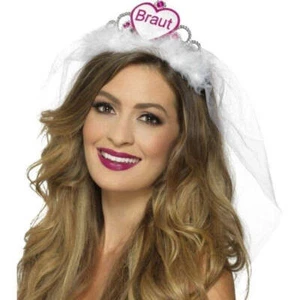 Braut Tiara Adult White Pink - Picture 1 of 2