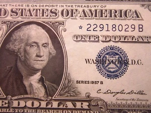 USA $1 1957 B *22918029A # Star Replacement SILVER Certificate BLUE Seal Money - Picture 1 of 3