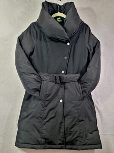 KENNETH COLE Down Belted Peacoat Wool & Polyester Black Womens Size Small - Picture 1 of 14