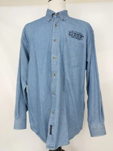 Camisa de mezclilla con botones bordada con lavado ligero Port Authority LMF para hombre talla XL - Imagen 1 de 6