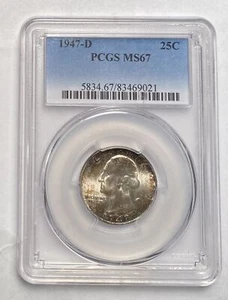 Quarter Dollars Silver Coinage 1947 D PCGS MS-67 - Picture 1 of 3